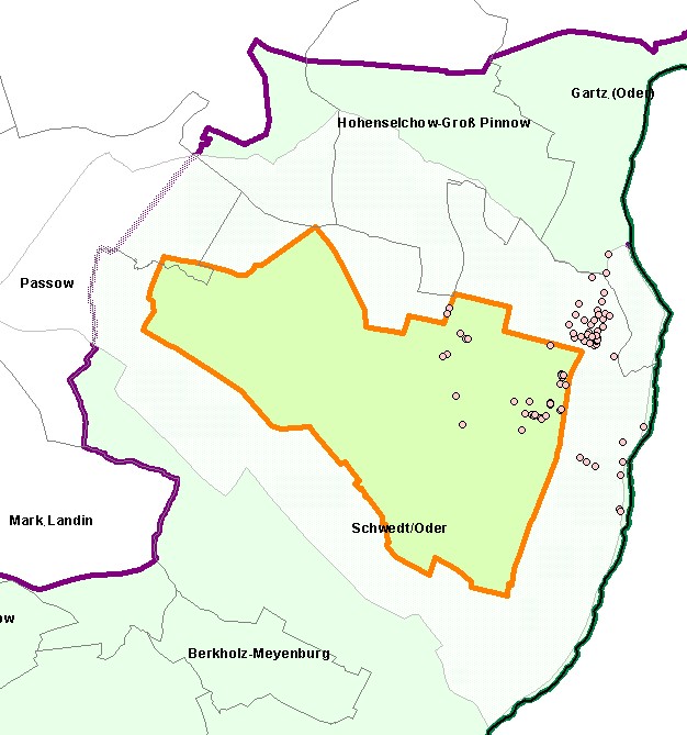 Kerngebiet 8 mit Weißer Zone und Sperrzone II im Landkreis Uckermark  (Stand: 4. Juli 2023)