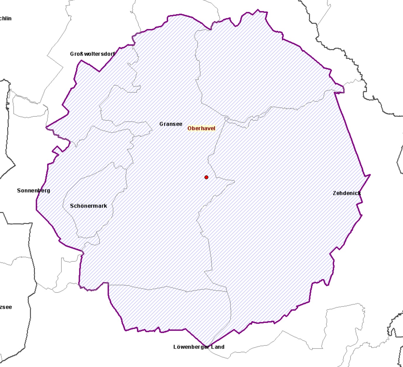 Bild: Infizierte Zone im Landkreis Oberhavel (Stand: 3. Dezember 2024)