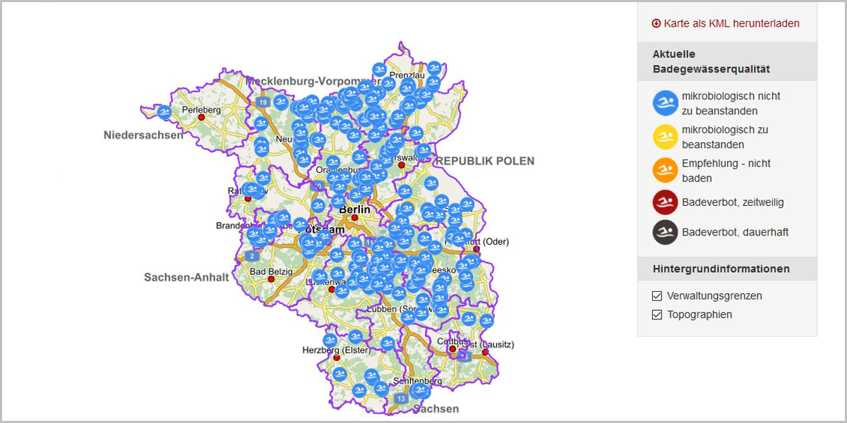 Symbolbild für die interaktive Karte der Badestellen im Land Brandenburg