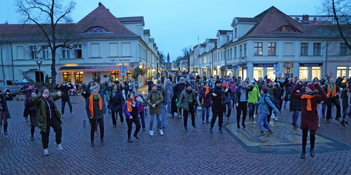 Aktionstag "One Billion Rising" 2024: Veranstaltung des Autonomen Frauenzentrums e.V. und des Netzwerks der brandenburgischen Frauenhäuser e.V. in Potsdam