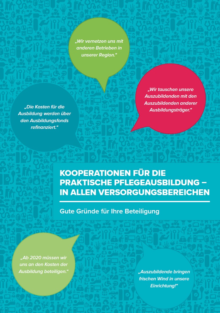 Titel Faltblatt Kooperationen für die praktische Pflegeausbildung - in allen Versorgungsbereichen