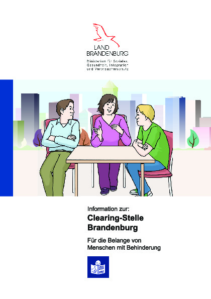 Bild vergrößern (Bild: Flyer Information zur: Clearing-Stelle Brandenburg in Leichter Sprache (08/2024))